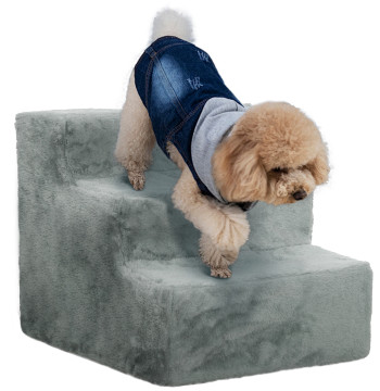 Scala per animali con 3 gradini 2 in 1 con copertura e scala lavabile per cani da gatto 35x46x35 cm Grigio
