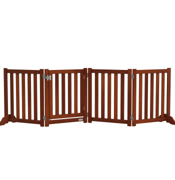 Barriera di sicurezza per cani pieghevoli per scale e porte Piccolo cane Barriera con 4 pannelli con supporto piede per interni 205x30x60 cm Legno