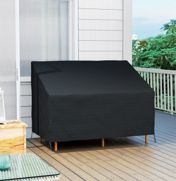 Protecteur Couverture pour banque 2 Places Extérieur imperméable Meubles Couverture Jardin Pluie et protection solaire 140x84x56/94 cm Noir