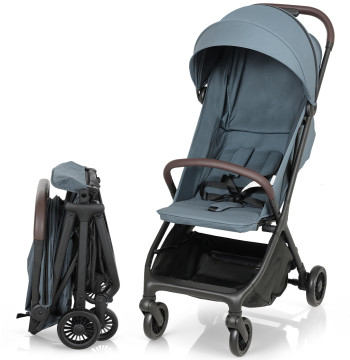 Carrinho de Bebé Leve Carrinho de Bebé Dobrável com Encosto Reclinável Apoia-Pés Ajustável Capota Arnês de 5 Pontos Rodas com Suspensão Carga Máxima 15 kg 87x50x103 cm Azul Escuro