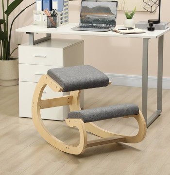 Sedia ergonomica del ginocchio con cuscini imbottiti Struttura del legno per il miglior ufficio postale 55x85x55 cm Grigio