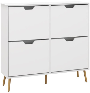 Sapateira com 4 Gavetas e Prateleiras Ajustáveis Móvel para Sapatos de Corredor para 16 Pares de Sapatos 95x26x95 cm Branco