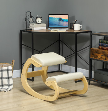 Sedia ergonomica dei denti con cuscini imbottiti Struttura del legno per il miglior ufficio di postura 55x85x55 cm Crema