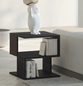 Table auxiliaire Table de tête de table Centre de 2 niveaux avec étagère de rangement pour étagère de chambre 40x40x43 cm noir