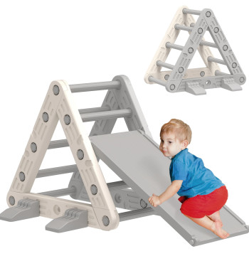 Triangolo scala 3 in 1 con Slip and Climb Toy Ramp per bambini da 18-48 mesi in plastica, per interni e esterni grigio e bianco