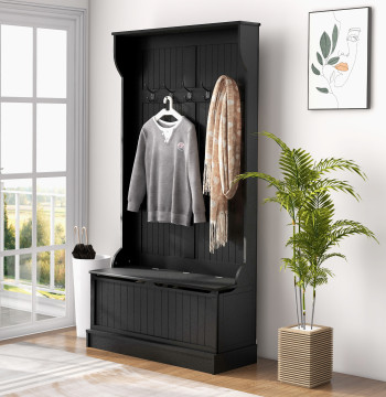 Mobile Input Cabina con Input Cabinet Bank 5 ganci e spazio di archiviazione 96x34x179.7 cm Nero