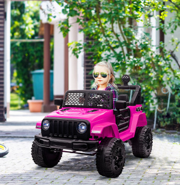 Auto elettrica per bambini oltre 3 anni 12V batteria auto con 2 motori telecomando 2.4G luci Horn velocità carico regolabile massimo 30kg 100x65x72 cm Rosa