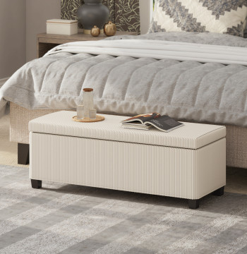 Capacità della banca di stoccaggio di 84 L 112x42x40 cm Rivestimento in velluto Bed Foot Bank per Beige Dorm