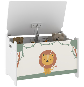 Baú Brinquedos Infantil 53 L Caixa de Arrumação Brinquedos Organizador Brinquedos com Tampa Rebatível Pistão a Gás para Livros Roupas 60x37x39 cm Verde