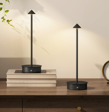 Conjunto de 2 Candeeiros de Mesa Recarregáveis por USB Reguláveis com Controlo Táctil 3000K/4500K/6500K Luz LED Incluída para Quarto Sala ou Escritório Ø10x30 cm Preto