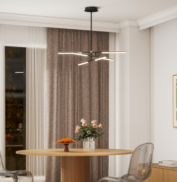 Lampada a sospensione moderna LED Lampada da soffitto con angolo luce regolabile Pantalla acrilica Illuminazione per sala da pranzo Cucina, Sala ristorante Ø100x79 cm Nero