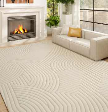 Tappeto Living Room 160x120 cm Tappeto corto Stile Moderno Antiscivolo Base Tappeto in tessuto a macchina per soggiorno Sala da pranzo Crema