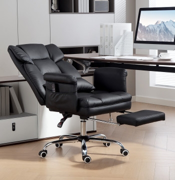 Sedia da massaggio con 6 punti di massaggio Sedia da ufficio con piedi retrattili Supporto Regolabile Altezza Telecomando e Supporto Lombar Rivestito in PU 69x65x107-115 cm Nero