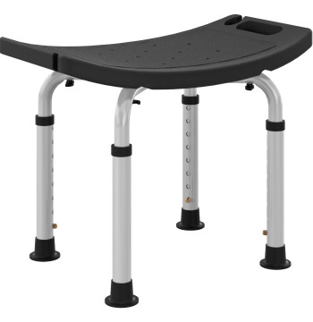 Banco de Duche Banco de Segurança para Duche com Altura Ajustável em 8 Posições com Base de Borracha Antiderrapante 50x36x39,5-56,5 cm Preto