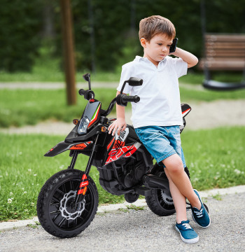 Mota Elétrica Infantil com Licença Oficial Aprilia 12V 25W Rodas de Apoio Removíveis Farol Música Porta USB e Amortecedor Traseiro Vermelho