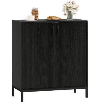 Aparador para Sala de Estar con 2 Puertas Moderno Estante Ajustable y Base Elevada para Sala de Comedor Pasillo Dormitorio, 80x40x90 cm Negro