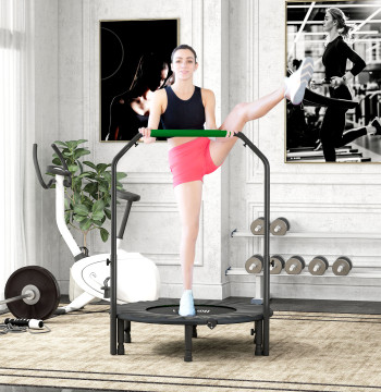 Trampoline Fitness Ø102 Trampoline pliable avec poignée réglable en 4 niveaux Structure en acier pour l'entraînement des jambes de corps à la maison Green Gym Bureau