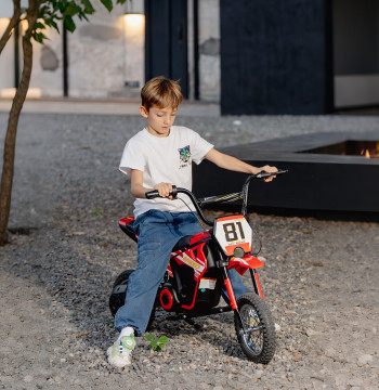 Mota électrique pour les enfants Moteur électrique enfant 24V avec 250W Vitesse moteur de 6-16km/h Roues de Ø30.5 cm et suspension 8-12 Années arrière pour enfants 119x64x76.5 cm Rouge