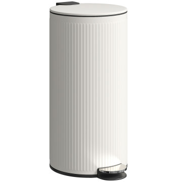 Balde do Lixo para Cozinha com Pedal 30L Cubo de Lixo Metálico com Tampa de Fecho Suave e Balde Removível para Quarto Escritório Estúdio e Sala 36x30x60,5 cm Creme