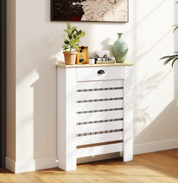 Cobertura para Radiador com Gaveta Cobertura para Radiador de MDF para Sala de Estar Dormitório Corredor 78x19x95,5 cm Branco