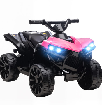 Quadric électrique pour enfants 6 V 3-8 Cycle pour enfants d'un an avec une vitesse jusqu'à 3 km/h Phares et musique 70x42x45 cm Rose