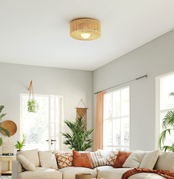 Lampada da soffitto con lampada a LED G9 20W 3000 K Lampada da soffitto Bohemian con Schermo Liner per Camera Cucina Camera e Sala da pranzo marrone chiaro