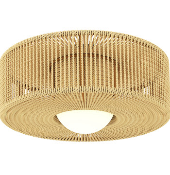 Candeeiro de Teto com Lâmpada LED G9 20W 3000 K Candeeiro de Teto Boémio com Ecrã de Corda de Linho para Quarto Sala Cozinha e Sala de Jantar Castanho Claro