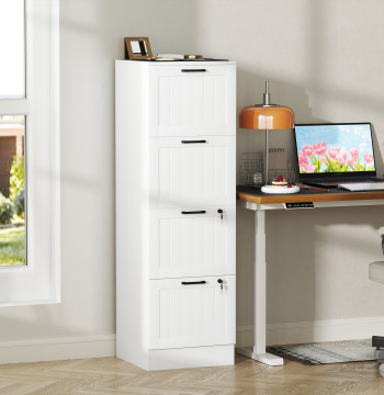 Bloc de tiroir pour Fileur de bureau mobile avec 4 tiroirs de bureau avec serrures Tiroirs suspendus pour A4 40x40x131 cm Blanc