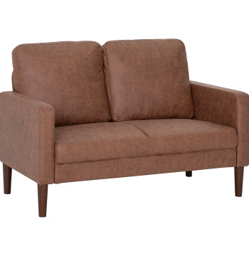 Divano 2 posti imbottito in moderno divano microfibra con supporto per braccioli in legno per ufficio in camera Soggiorno 130x78x85 cm Brown