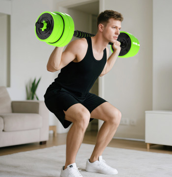 Ensemble de Halter 30 kg 4 en 1 Ensemble de poids avec barre de poids Kettlebell pour l'entraînement de la force à domicile Gym Green Office
