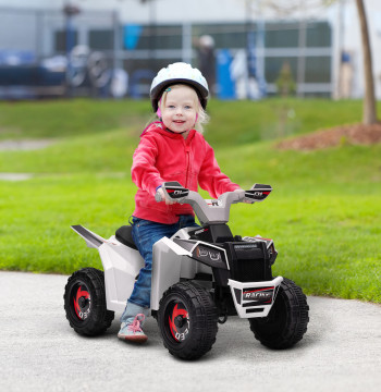 Quadriciclo Elétrico para Crianças 18-36 Meses Veículo Elétrico a Bateria de 6V com Velocidade 2,5 km/h Avanço e Marcha Atrás 70x41,5x48,5 cm Branco