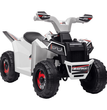 Quadriciclo Elétrico para Crianças 18-36 Meses Veículo Elétrico a Bateria de 6V com Velocidade 2,5 km/h Avanço e Marcha Atrás 70x41,5x48,5 cm Branco