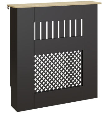 Cobertura para Radiadores Proteção Radiador de MDF 78x19x81 cm Cobertura de Radiador Desenho Moderno de Ripas e Colmeia para Sala Quarto Preto