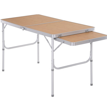 Mesa de campamento plegable con asa plegable Mesa de picnic ligero en estructura de aluminio Carga 30kg Altura ajustable 120x60x40 / 70 cm