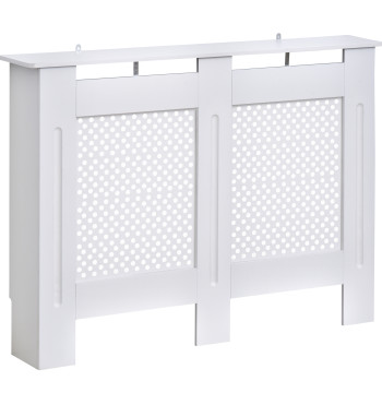 Cobertura de Radiador de MDF Cobertura para Radiador com Prateleira Estilo Moderno 111,5x82x19 cm Branco