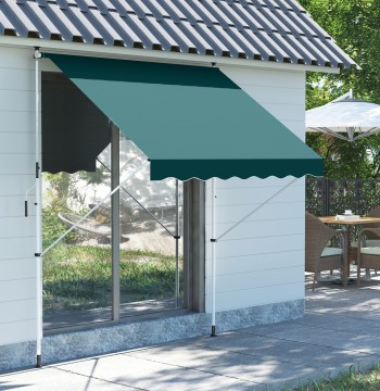 Tenda manuale retrattile 200x150 cm con maniglia in alluminio angolo regolabile protezione solare per balcone giardino cortile verde