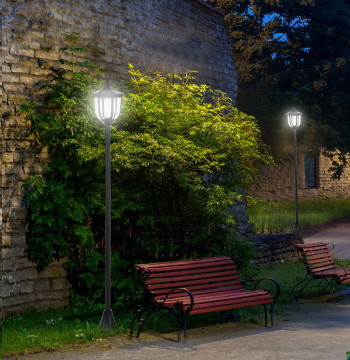 Lampada solare con pannello solare lampada da giardino con 6 LED Autonomia 6-8 ore Ø26x177 cm Nero