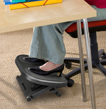 Apoyo a los Pés con Superficie Texturizada Apoyo a los Pés con Inclinación de 0-30° Masaje y Altura ajustable en 3 Niveles de oficina 45x34x10-16,5 cm Negro