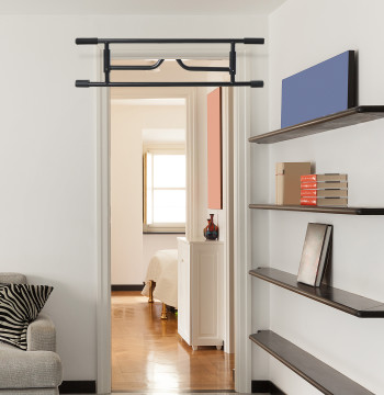 Barra plegable pull up Barra de tracción ajustable para varias puertas Use para ejercicios Acero 102x35x25 cm Carga 110 kg Negro