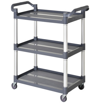 Carrinho Auxiliar com Rodas e Liga de Alumínio Carrinho de Cozinha com 3 Prateleiras Carrinho de Armazenamento Carga 105 kg para Sala de Jantar Casa de Banho 88x44x93 cm Cinza