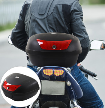 Mala para Motocicleta Mala para Mota Capacidade de 48L com Fechadura e 2 Chaves 59x43x33 cm Preto e Vermelho