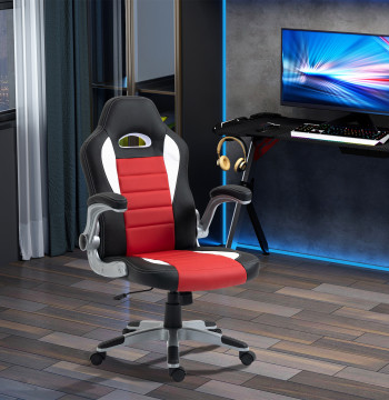 Chaise de bureau ergonomique Hauteur réglable Accoudoirs pliables avec charge de 5 roues 120 kg 65x69x112-122 cm