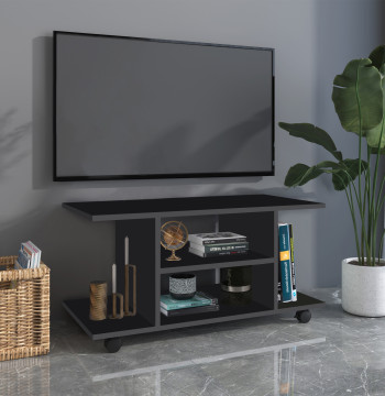 Móvel para TV para Televisores de até 42 Polegadas Móvel de TV com Prateleiras e Rodas com Travão 80x40x40cm Preto