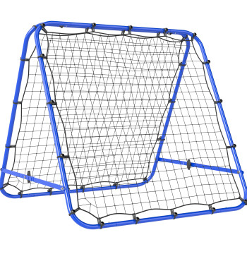Rete di rimorchio pieghevole per la formazione sportiva regolabile in 5 livelli angolo con tubo in acciaio per il tennis di calcio e baseball 100x95x90 cm Blu