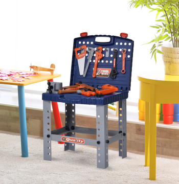 Bancada de Ferramentas para Crianças acima de 3 Anos Desmontável Maleta de Ferramentas com 68 Peças Incluídas Brinquedo de Imitação 40x43x72cm Multicolor