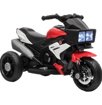 Enfants Moto électrique avec 3 roues pour enfants de plus de 3 ans Tricycle avec pédale pour enfants Batterie 6V avec lumières Pneus de musique Lard 86x42x52cm Rouge