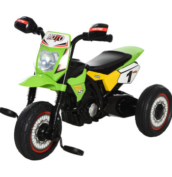 Mota pour les enfants de plus de 18 mois Mota a Pedales pour les enfants avec 3 roues Réaliste lumières et sons 71x40x51 cm vert