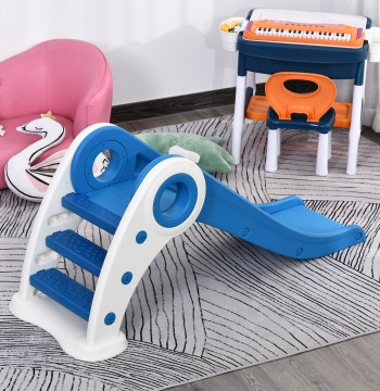 Bambino scivolamento per bambini oltre 3 anni Scorrevole ampia pieghevole con scale rampa lunga per giardino parco interno 120x50x56 cm Blu