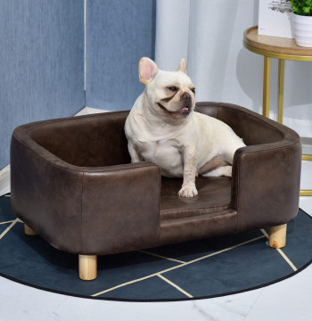 Canapé animal pour chiens petits et moyens avec siège rembourré 74x48,5x31 cm brun