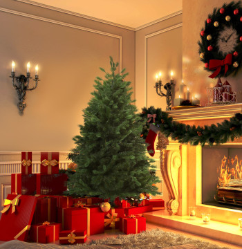 Albero di Natale artificiale 150cm con Base pieghevole 440 filetti in PE tridente e decorazione individuale dell'albero di Natale in PVC Interno esterno Ø75x150cm Verde